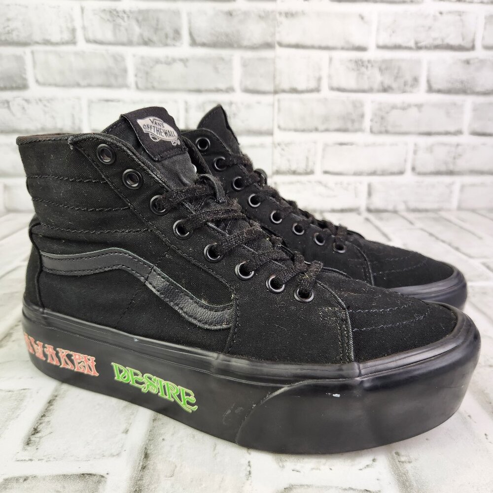 Vans Sk8-Hi Awaken Desire Womens Sz 9 Black Glow in Dark Stackform Platform Shoe